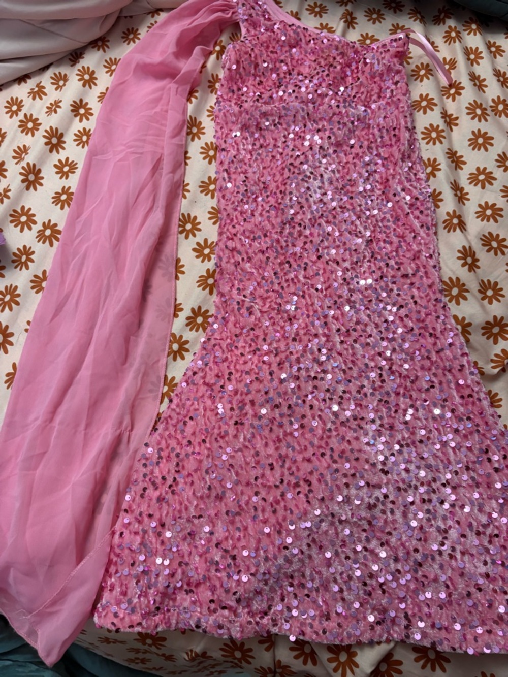 Bundle 3 for $15. Girls' Pink Sequin One-Shoulder Formal Dress. Size 5-6.